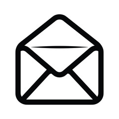 Outline icon of an open envelope, email or message symbol, isolated on