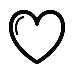 Simple outline heart icon with glossy highlight, black line art on white