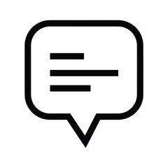 Simple chat bubble icon with lines representing text message or speech