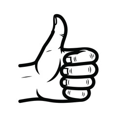 Hand gesture showing thumbs up sign, approval, agreement, like symbol