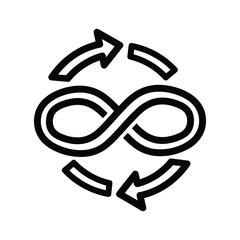 Infinity loop with circular arrows icon outline symbol