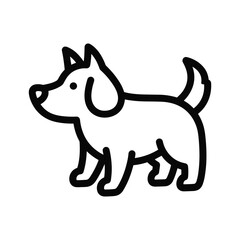 Simple line art icon of a dog standing in profile