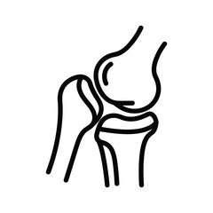 Knee joint anatomy icon outline vector illustration of human leg bones