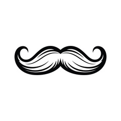 Black handlebar mustache illustration isolated on