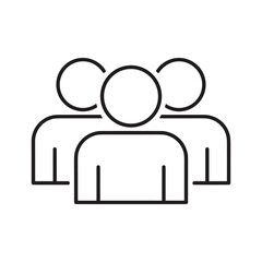 Group of three people icon outline symbol for team or community members