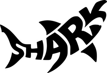 Conceptual Minimal Wordmark Logos Transforming &ldquo;SHARK&rdquo; into Shark Shapes in Black