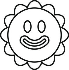 Happy smiling sun with wavy rays representing positive feelings