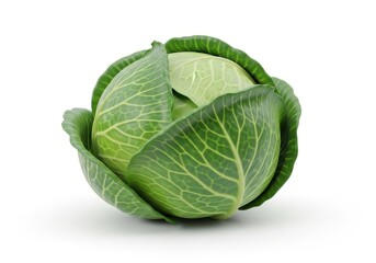 Obraz premium Fresh green vegetable head rests isolated on a pure white background