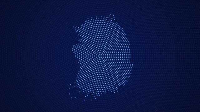 Digital South Korea Map with Dotted Flicker and Scale Reveal Animation