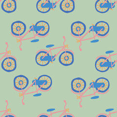 Cars and Construction Vector Seamless Pattern Vehicles Pattern Seamless Vector Design with Diggers, Bikes Excavators © impatterns