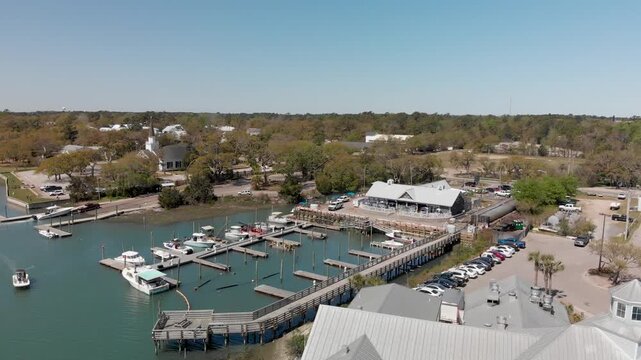 Panoramic aerial view of Georgetown skyline, South Carolina, USA