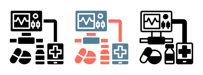 Medical Device Icon Collection Set  Glyph & Mixed Style  