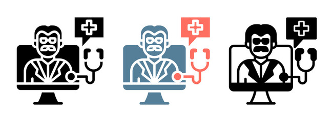 Telemedicine Icon Collection Set  Glyph & Mixed Style  