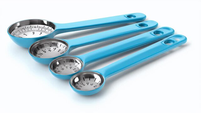 Blue Measuring Spoons Set for Cooking and Baking.