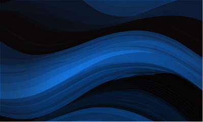Obraz premium A blue abstract wave background design featuring dark artistic curves and flowing digital lines creates a modern motion texture wallpaper with light energy patterns for a professional business backdro