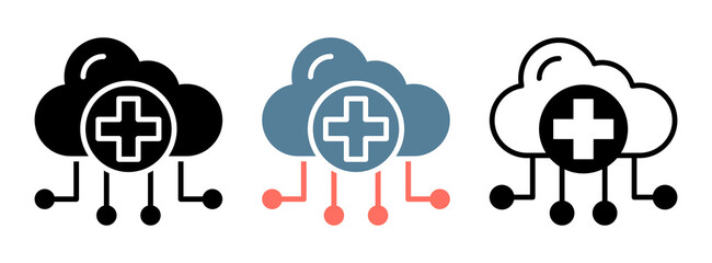 Medical Cloud Icon Collection Set  Glyph & Mixed Style  