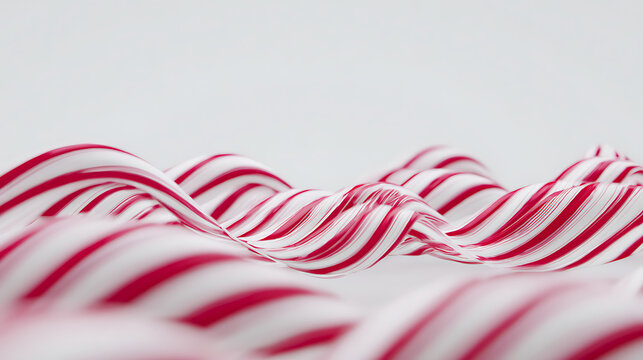 Wave of Candy Cane Surface 3D Ornament with White Background