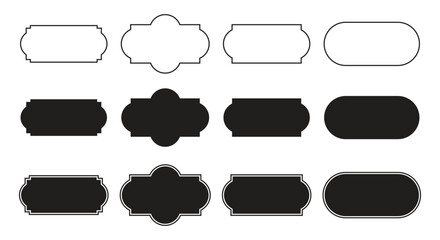 Obraz premium Various Shaped Decorative Label Frames and Outline Banners, Monochrome Design Set