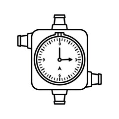 Square Garden Timer with Clock Face and Hose Connector