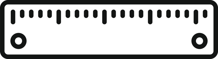 Ruler showing measurements and length scale for school and engineering