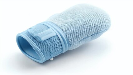 Blue mitt for cleaning and washing, a glove-like item for hygiene.