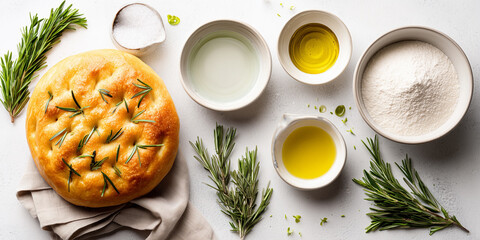 A loaf of focaccia bread with ingredient