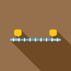 Timeline with speech bubbles indicating historical events or project progress milestones