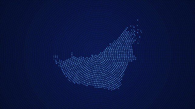 Digital United Arab Emirates Map with Dotted Flicker and Scale Reveal Animation