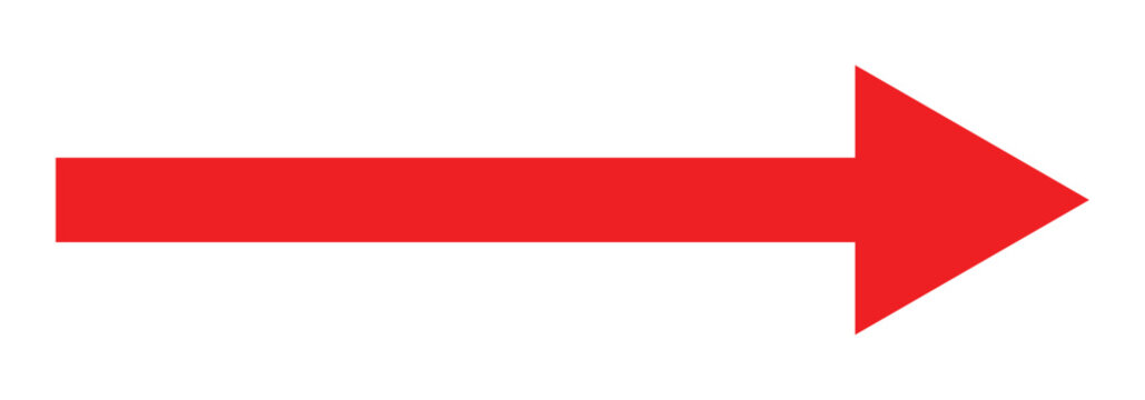 Extended red directional arrow pointing to the right side. Vector long red arrow isolated on white back ground.