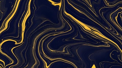 Abstract dark blue and gold swirling marble texture background