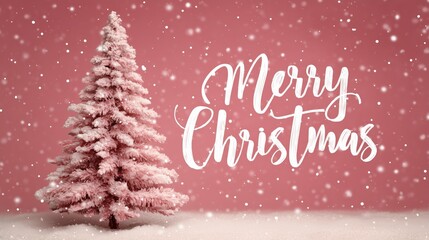 `A welcoming seasonal background for holiday business collaboration, featuring a pink Christmas tree with falling snow.`