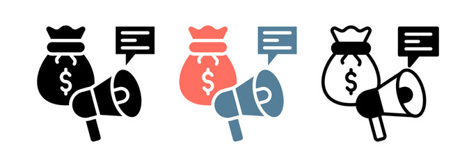 Marketing Budget Icon Collection Set  Glyph & Mixed Style  