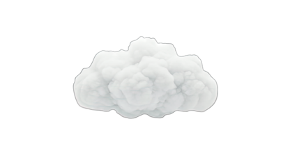 Fluffy Cloud Floating on White Background