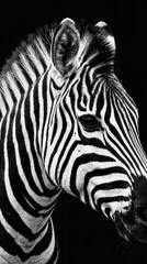 Fototapeta premium High-Contrast Black and White Portrait of Zebra
