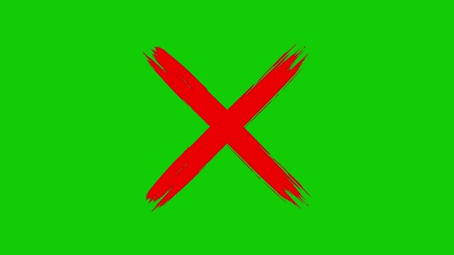 Red cross mark animation, red cross mark symbol. cross icon animation. red cross mark brush stroke.