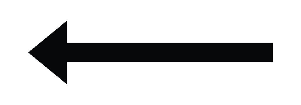 Long black arrow icon. Straight line arrow pointing to the  left side. Horizontal black arrow isolated on white back ground.