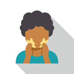 Person showing vitiligo depigmentation on face, hands covering cheeks