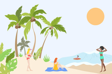 the vector style illustration on theme of summer and vacation.
