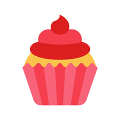 Vector Clip Art Cupcake on White Background for Web and Graphic Design