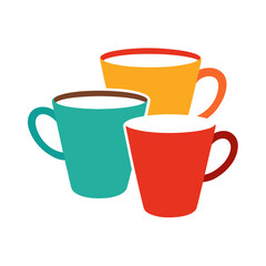 Vector Clip Art Cups on White Background for Web and Graphic Design