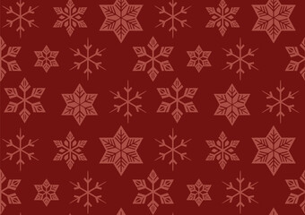 Fototapeta premium Background red Christmas wrapping paper with snowflakes,