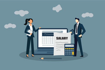 Business People Managing Salary and Payroll: Corporate Finance and HR Compensation Concept