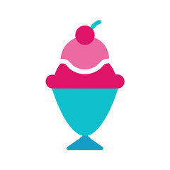 Vector Clip Art Ice Cream Sundae on White Background for Web and Graphic Design