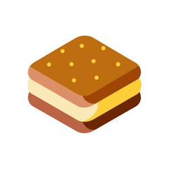 Vector Clip Art Ice Cream Sandwich on White Background for Web and Graphic Design