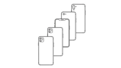Laboratory glassware set including beakers flasks and graduated cylinders in line art