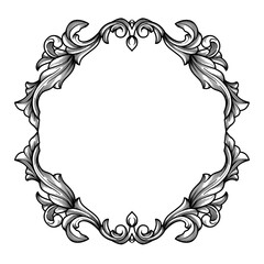 Hand drawn line vintage engraving  border frame vector illustration. Retro Ornamental decoration design element, scrapbook, greeting card, wedding invitation template