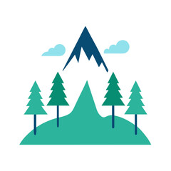 Obraz premium vector clip art mountain with trees on white background for web and graphic design