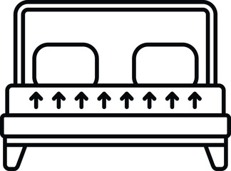 Mattress showing upward arrows indicating comfort and support