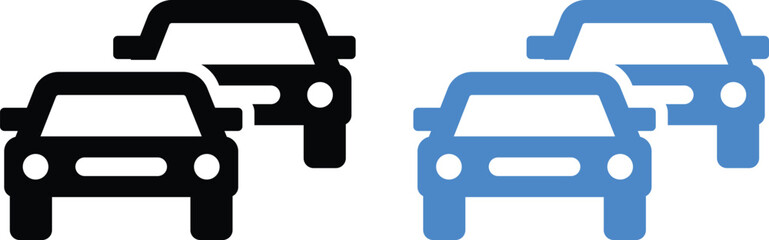 Car icon set. Vehicle transportation symbols.  Road travel and logistics signs. Road trip and sedan signs