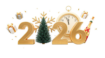 Christmas and 2026 new year 3d render
